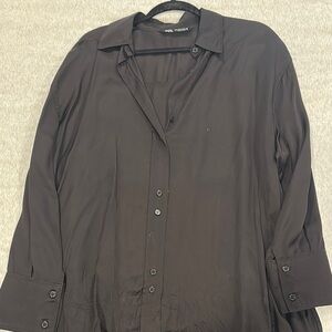 satin zara button down